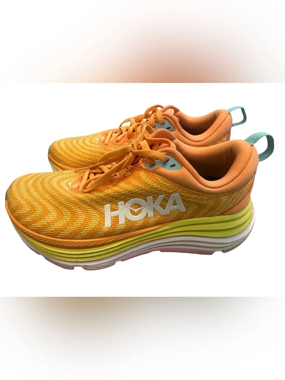 Hoka One One Gaviota 5 Men's Running Sneakers Size 7 2E Wide Solar Flare Orange